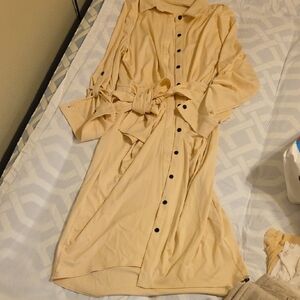 Elegant Cream Button-Down Dress